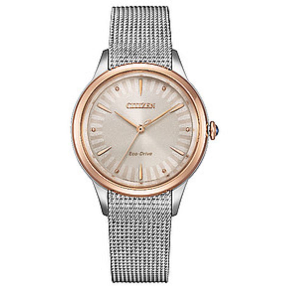 CITIZEN 星辰 | 亞洲限定款 EM1156-80X | 七夕情人節推薦款 光動能 廣告款 女錶正面