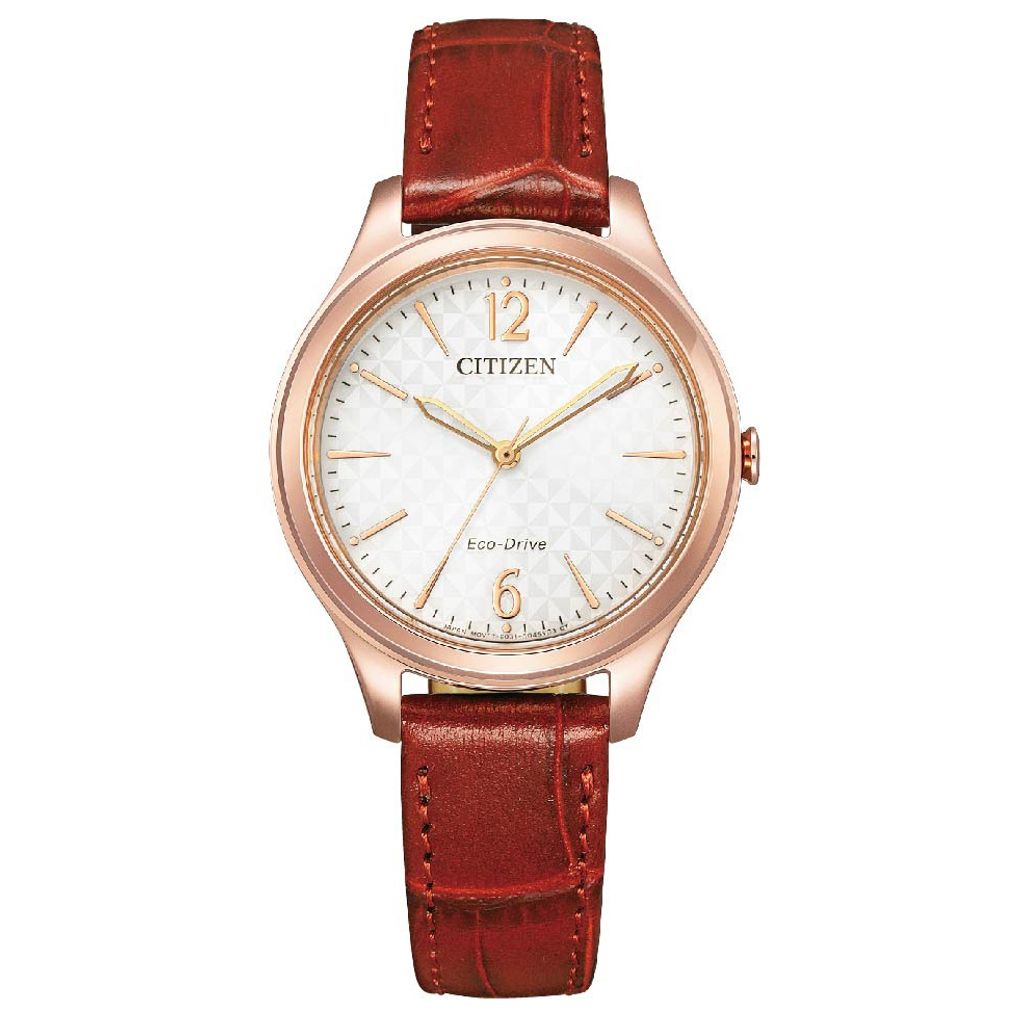 CITIZEN星辰 | EM0508-12A | 光動能時尚法式菱格紋女錶32mm 正面