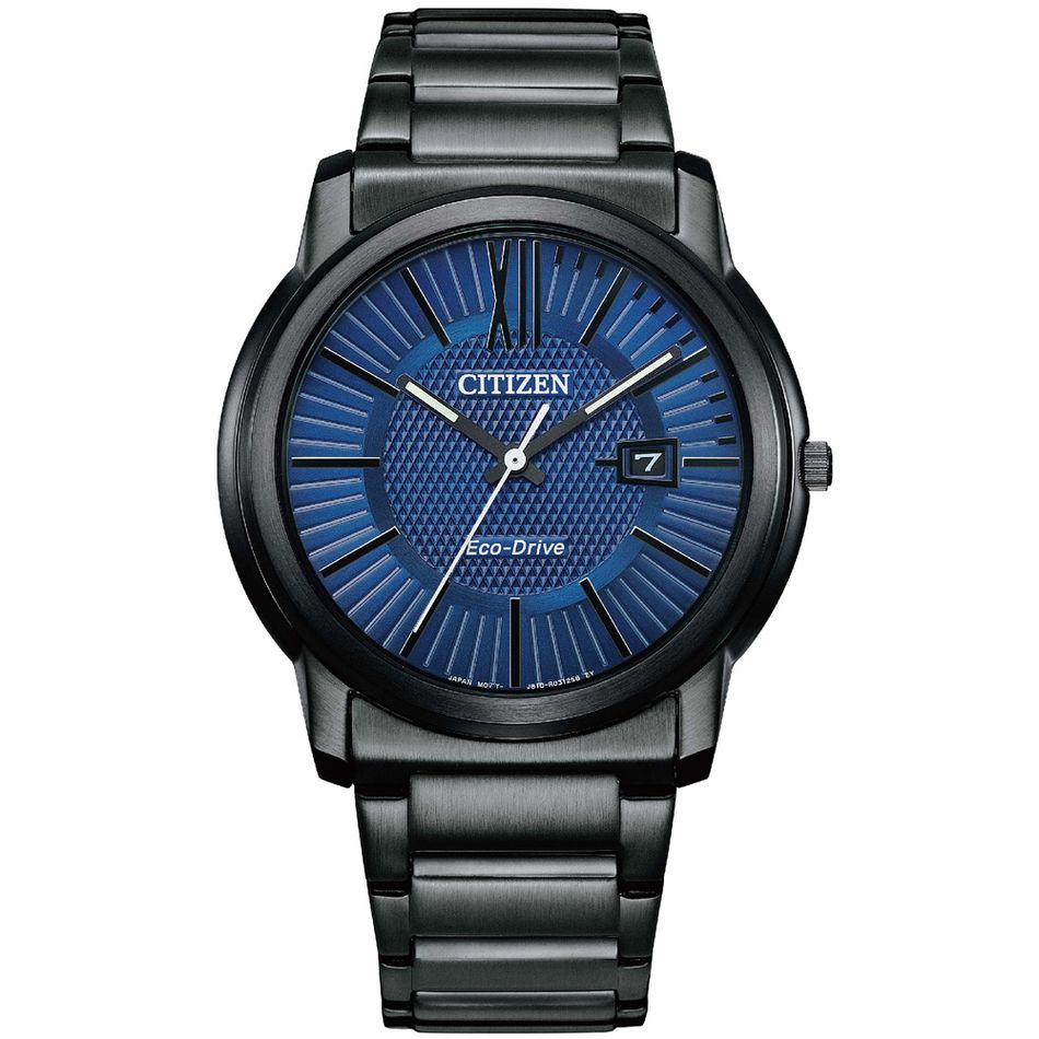 CITIZEN 星辰 | PAIR系列 AW1217-83L | 海軍藍 光動能腕錶 不鏽鋼錶帶 正面