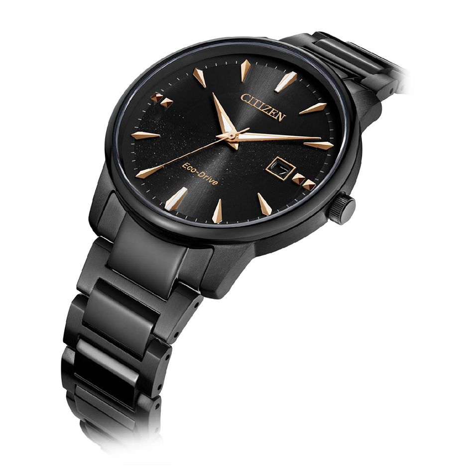 CITIZEN 星辰 | PAIR系列 BM7595-89E | 銀河黑金限定款 光動能腕錶 不鏽鋼錶帶右側細節