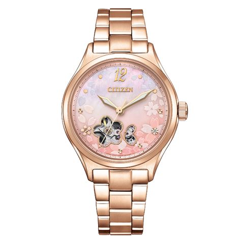CITIZEN 星辰 | PC1017-88Y | 田馥甄廣告款 母親節推薦 櫻花限定機械女錶 正面