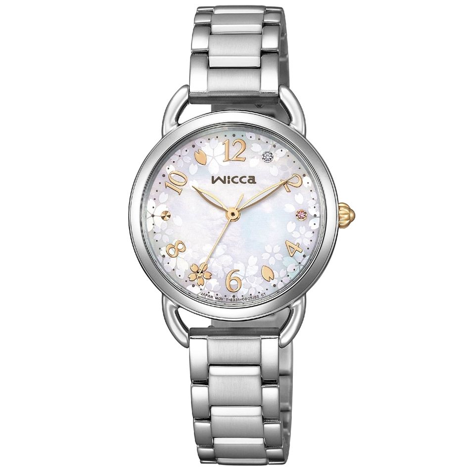 CITIZEN星辰 | Wicca 公主系列 KP6-014-21 | 白蝶貝 太陽能腕錶 正面