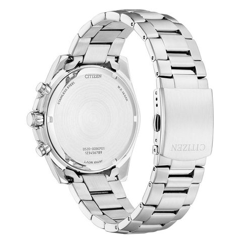 CITIZEN星辰 | Chronograph系列 AN8230-59L | 冰藍錶面 銀錶帶 運動潮男計時石英腕錶 44mm 背面