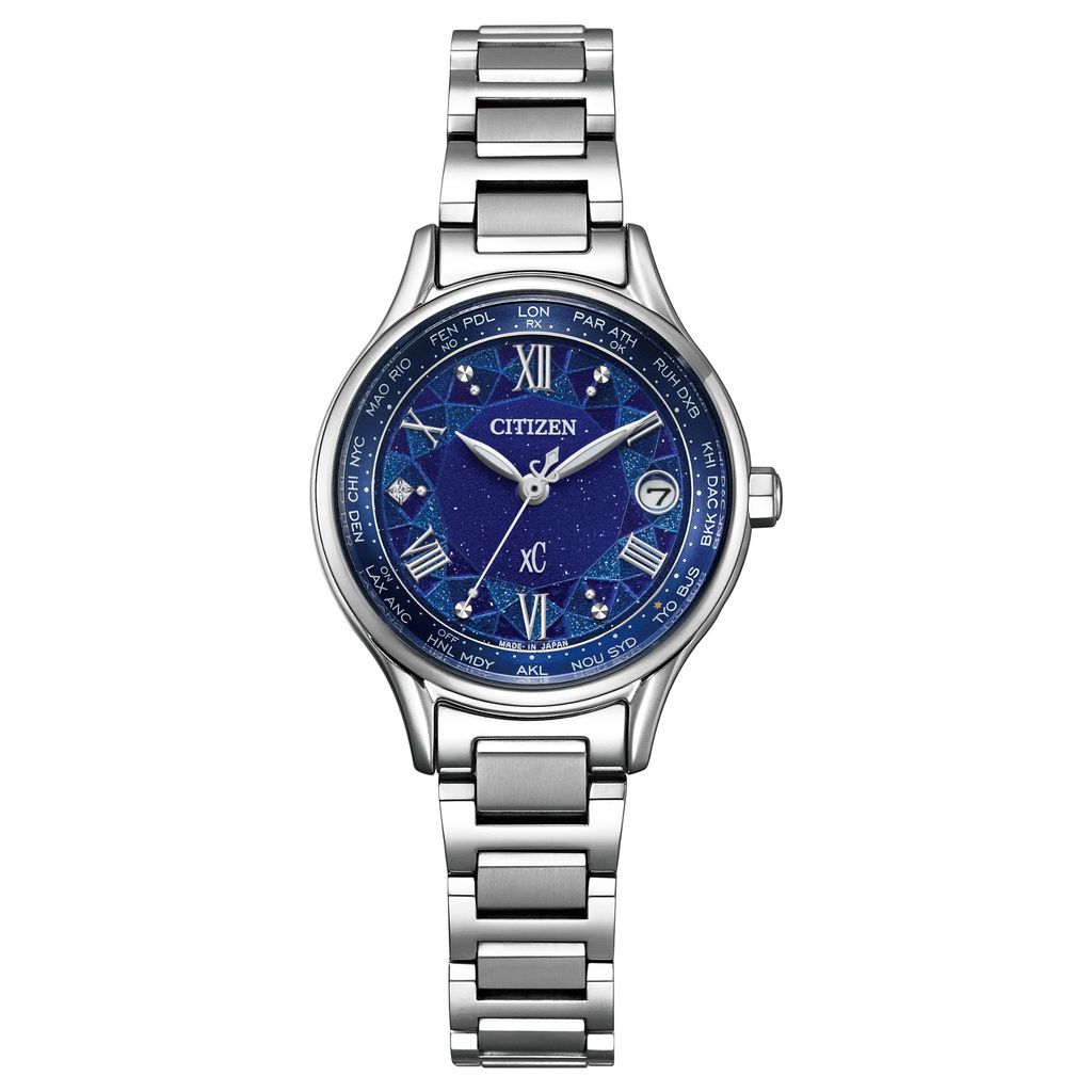 CITIZEN星辰 | XC系列 EC1160-71L | 限量 冬日琉光 鈦金屬 光動能電波女錶 28mm 正面