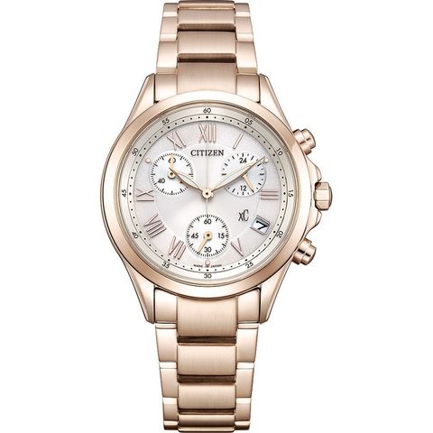 CITIZEN星辰 | XC系列 FB1405-58A | 玫瑰金 光動能計時女錶 32.5mm 正面
