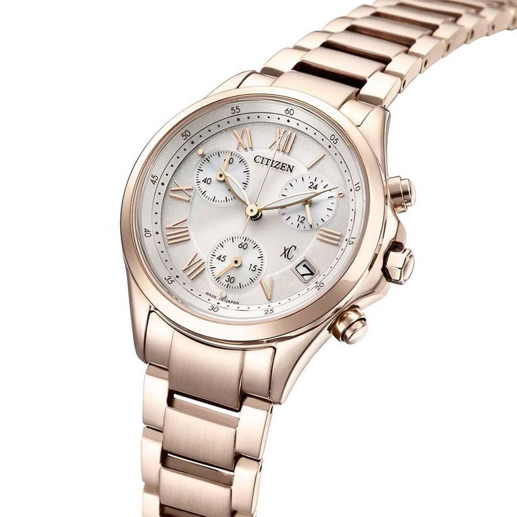 CITIZEN星辰 | XC系列 FB1405-58A | 玫瑰金 光動能計時女錶 32.5mm 錶面細節