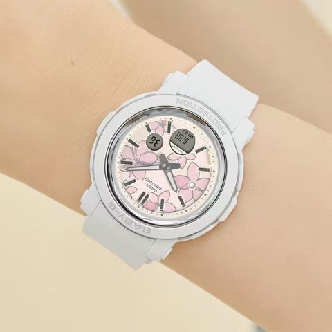 CASIO BABY-G | BGA-290FL-7A | 優雅花卉雙顯女錶 白粉色 電子錶 手錶 實戴細節