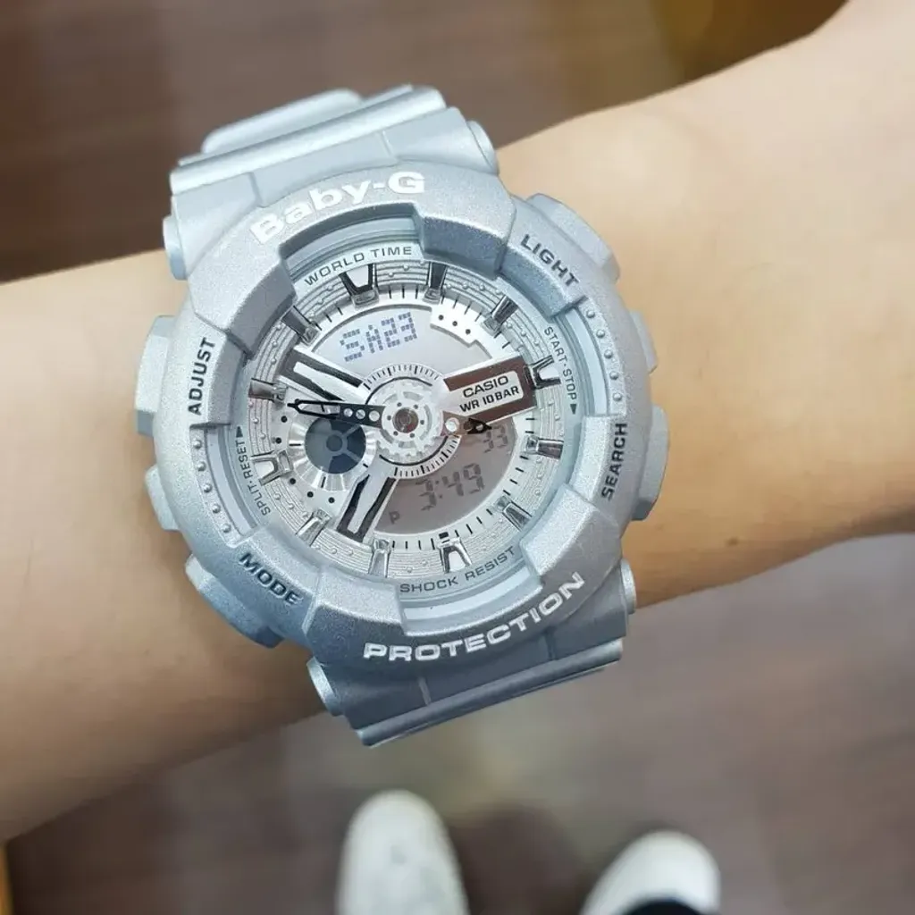 CASIO | BABY-G系列 BA-110-8A | 銀色科技感 運動潮流錶 實戴細節