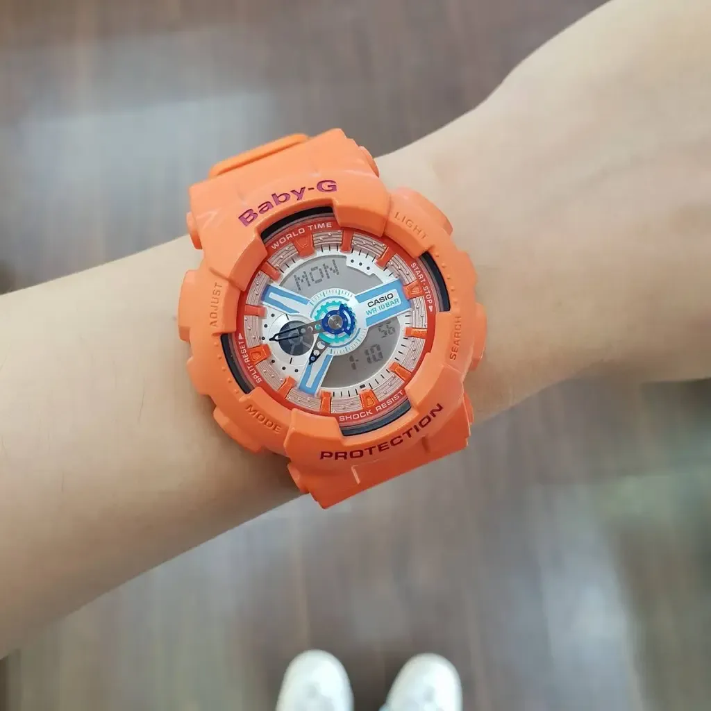 CASIO | BABY-G系列 BA-110SN-4A | 亮彩活力橘 運動潮流錶 實戴展示