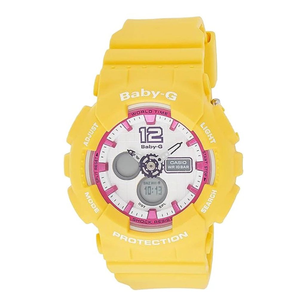 CASIO | BABY-G系列 BA-120-9B | 活力啦啦隊 黃x桃紅 運動潮流錶 正面