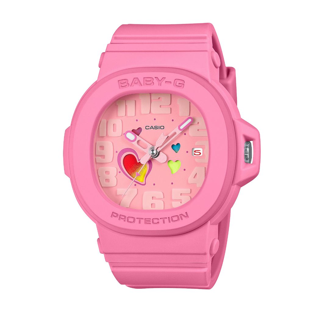 CASIO BABY-G | 俏皮愛心系列 BGA-10-4A | 粉色 繽紛時尚腕錶 正面