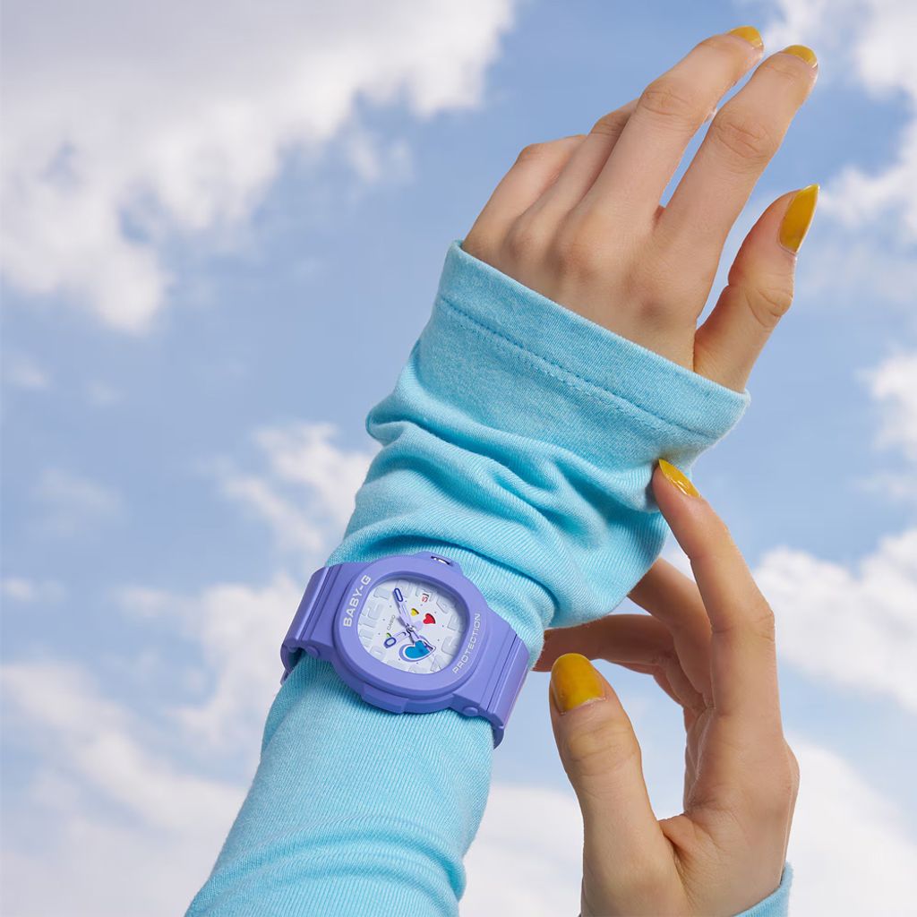 CASIO BABY-G | 俏皮愛心系列 BGA-10-6A | 紫色 繽紛時尚腕錶 實戴展示