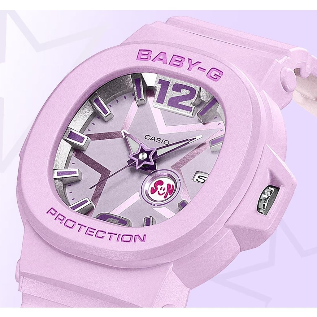 CASIO BABY-G | BGA-10D-6A | 閃耀星辰 Y3K星星 指針 紫粉色女錶 錶面細節