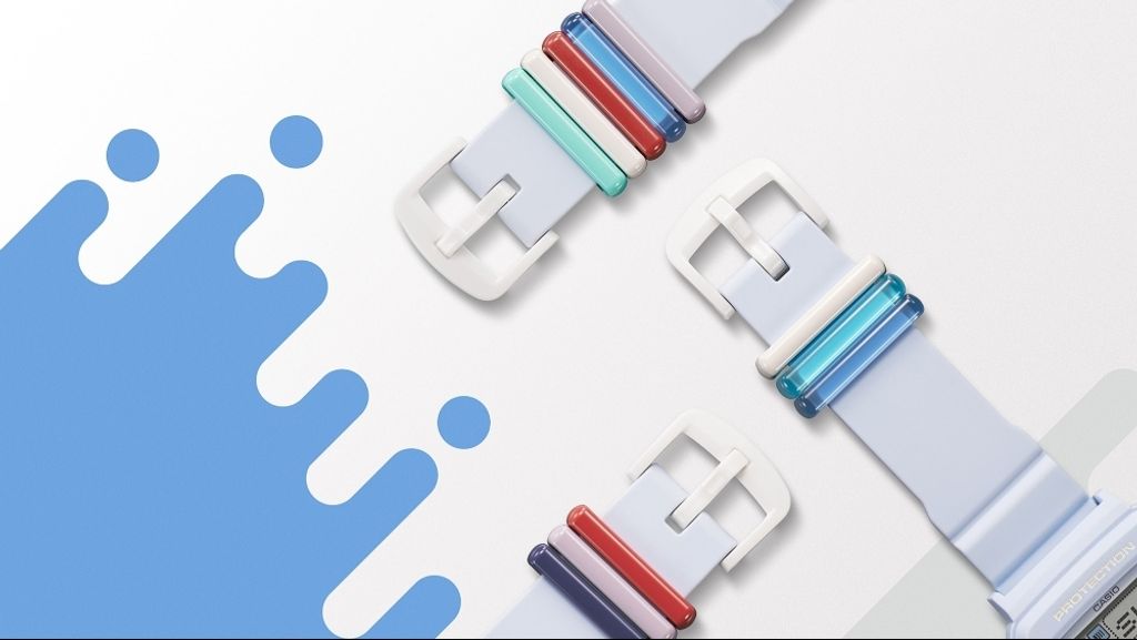 CASIO BABY-G | ＋PLUS BGD-10L-2 | 多彩皮帶環 淺藍色方形電子錶 皮帶環細節