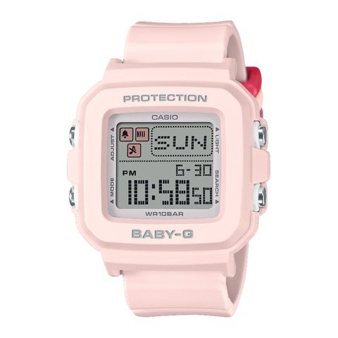 CASIO BABY-G | ＋PLUS BGD-10L-4 | 多彩皮帶環 淺粉色方形電子錶 正面