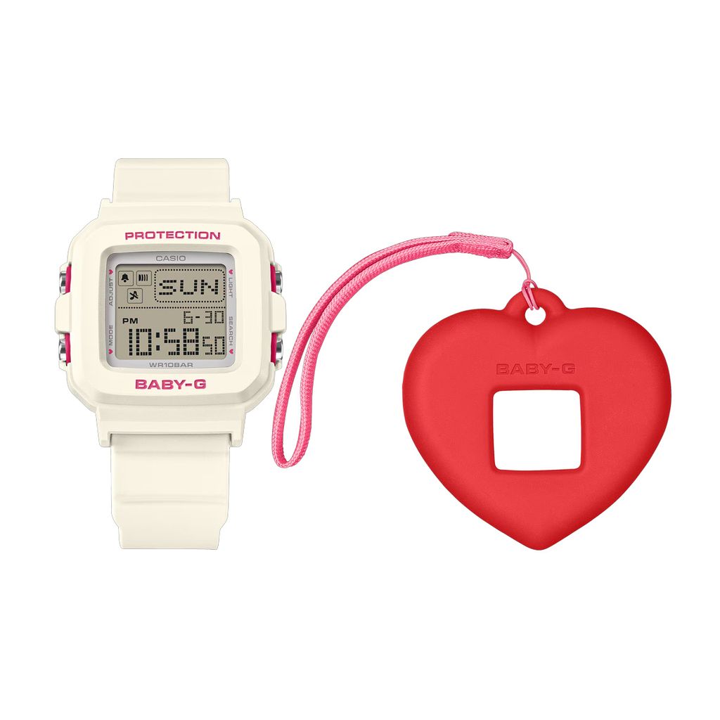 CASIO BABY-G | G+PLUS BGD-10KH-7 | 白紅色 方形飾品電子錶 正面展示