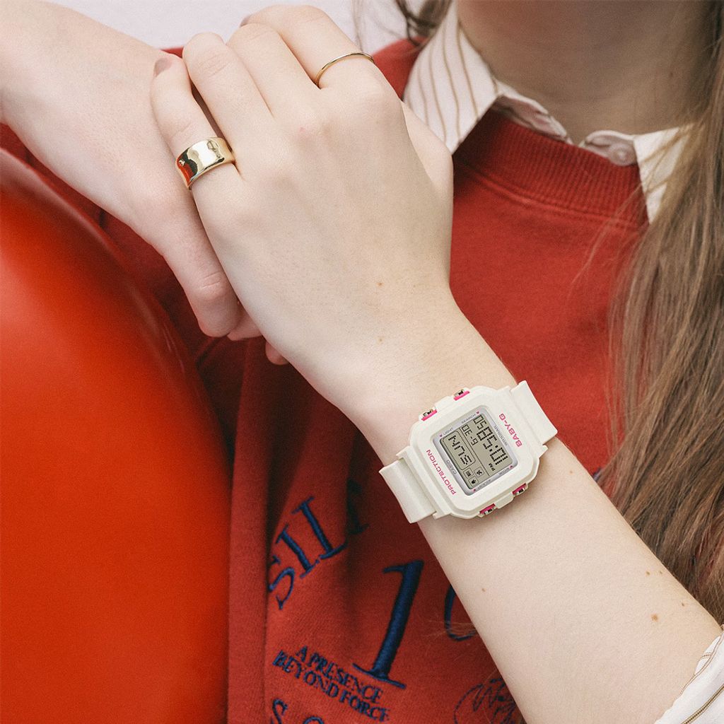 CASIO BABY-G | G+PLUS BGD-10KH-7 | 白紅色 方形飾品電子錶 實戴展示