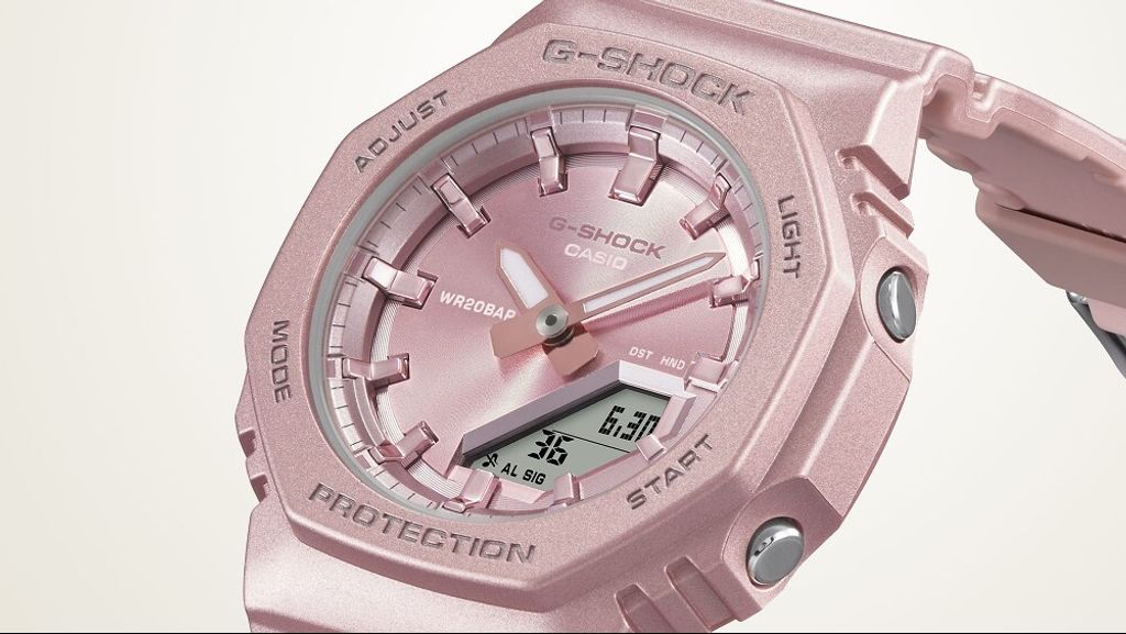 CASIO G-SHOCK | GMA-P2100ST-4A | 八角農家橡樹 粉紅柔光 雙顯錶 女錶 錶面