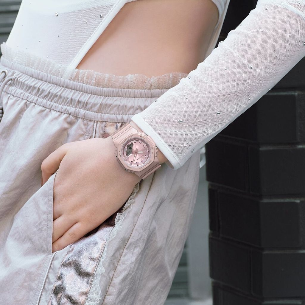 CASIO G-SHOCK | GMA-P2100ST-4A | 八角農家橡樹 粉紅柔光 雙顯錶 女錶 實戴搭配
