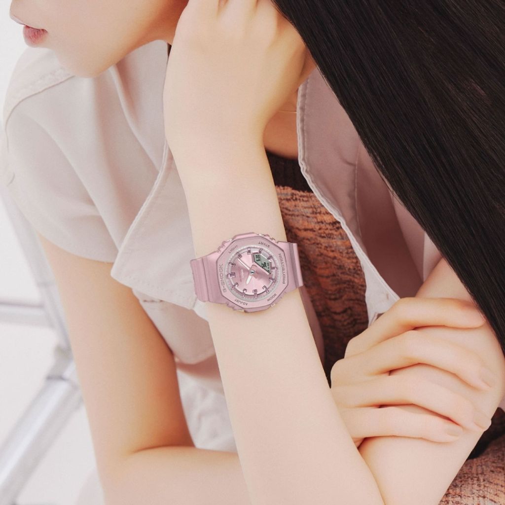 CASIO G-SHOCK | GMA-P2100ST-4A | 八角農家橡樹 粉紅柔光 雙顯錶 女錶 實戴展示