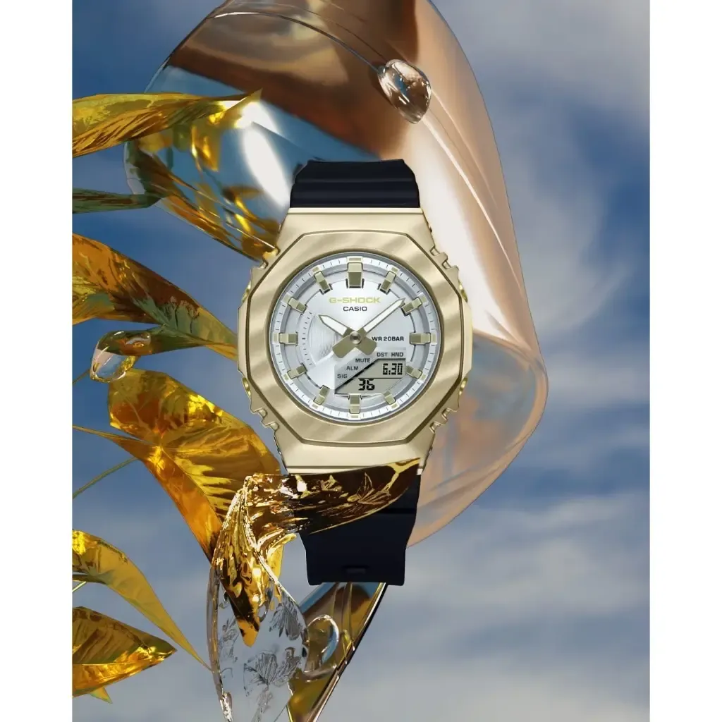 CASIO G-SHOCK | GM-S2100BC-1A | 金屬外框 銀色金屬印花錶盤 運動潮流錶 正面展示