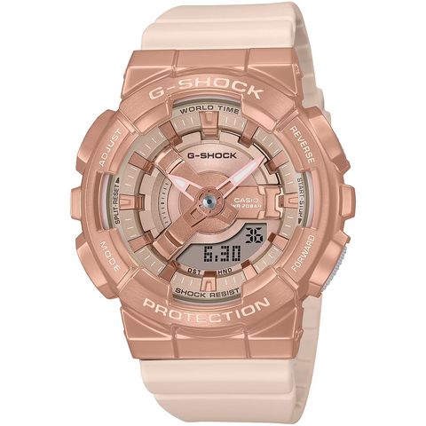 CASIO G-SHOCK | GM-S110PG-4A | 玫瑰金 典雅雙顯錶 女錶 正面