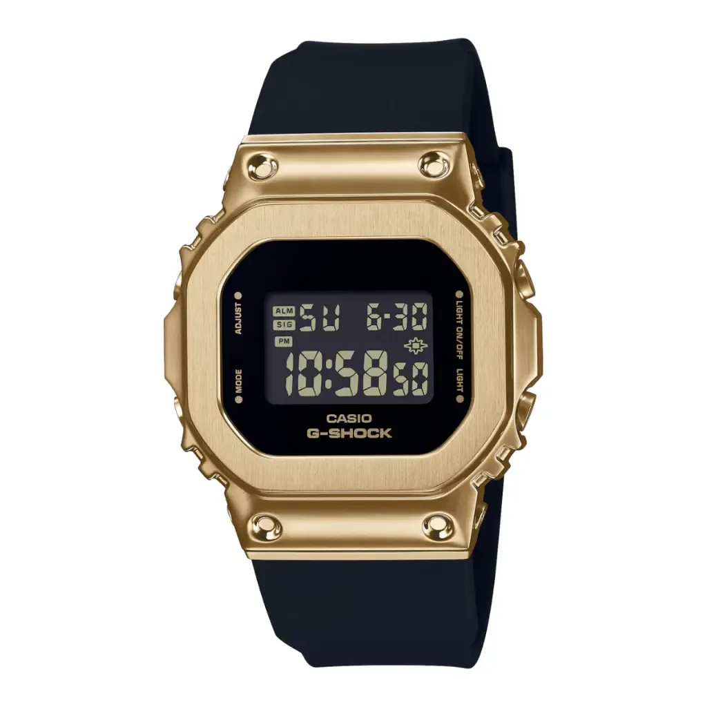 CASIO G-SHOCK |  GM-S5600GB-1 | 黑金配色 奢華新潮外觀錶款 正面