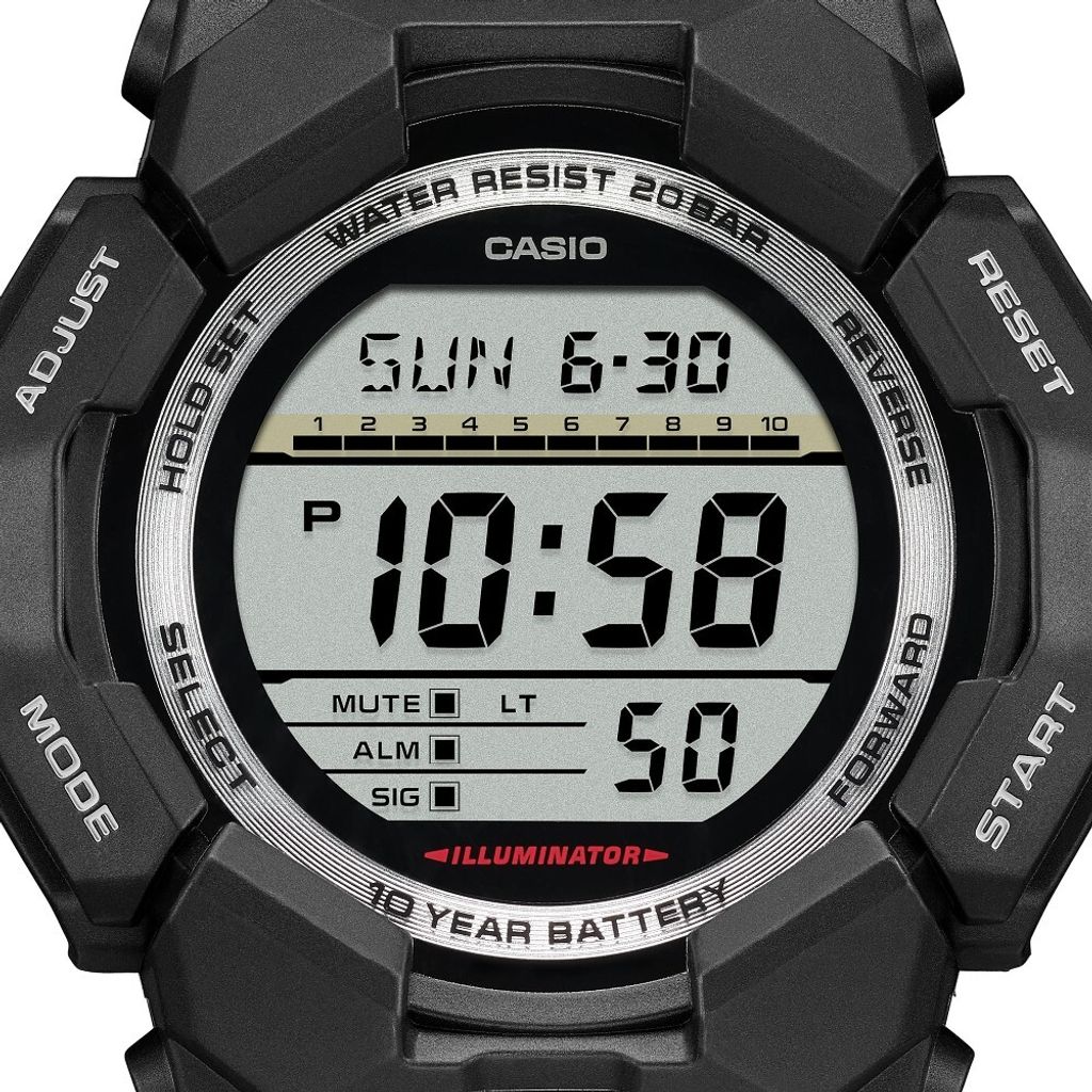 CASIO G-SHOCK | GD-010-1 | 時尚 黑色電子錶 錶面細節