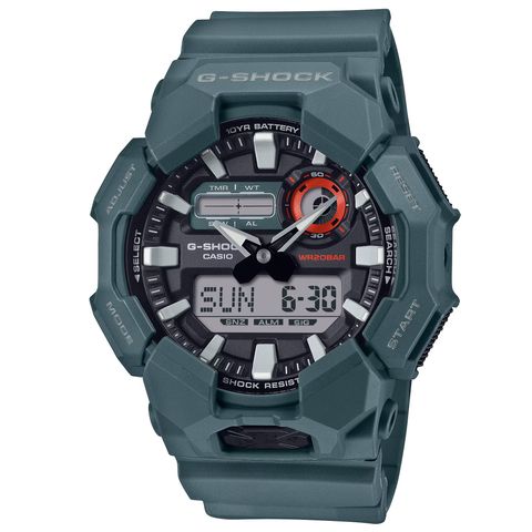 CASIO G-SHOCK | GA-010-2A | 灰綠 長效電池 雙顯腕錶 正面