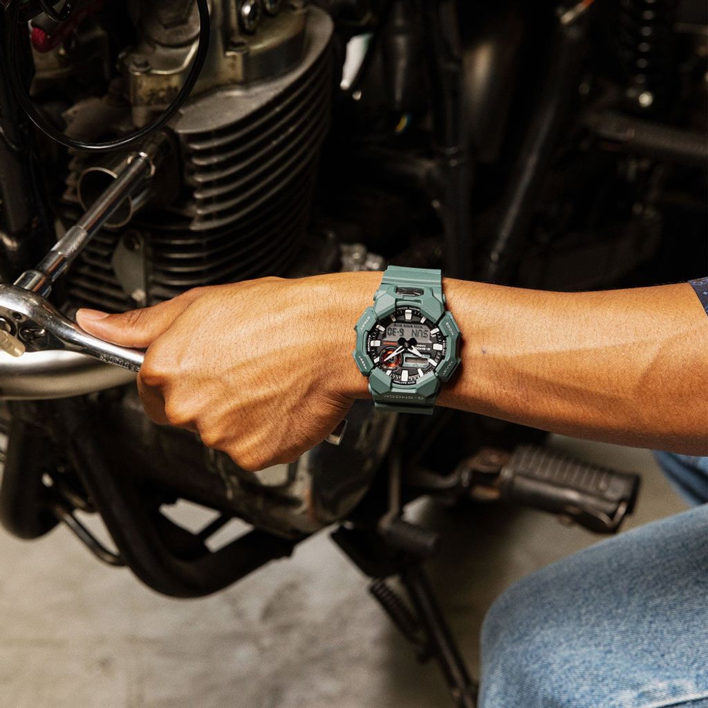 CASIO G-SHOCK | GA-010-2A | 灰綠 長效電池 雙顯腕錶 實戴展示