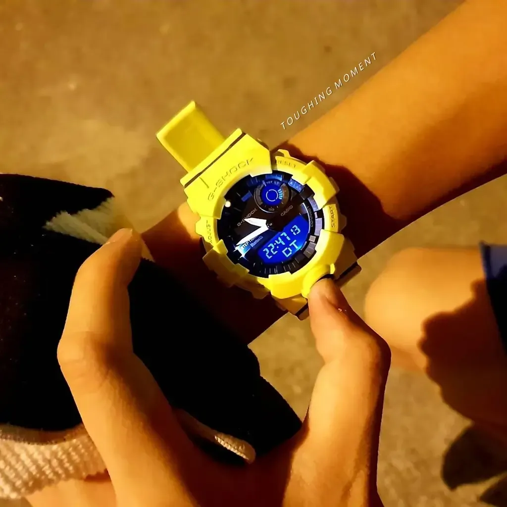 CASIO G-SHOCK | 慢跑系列 GBA-800-9A | 亮黃 藍芽連線計步運動潮流錶 實戴展示