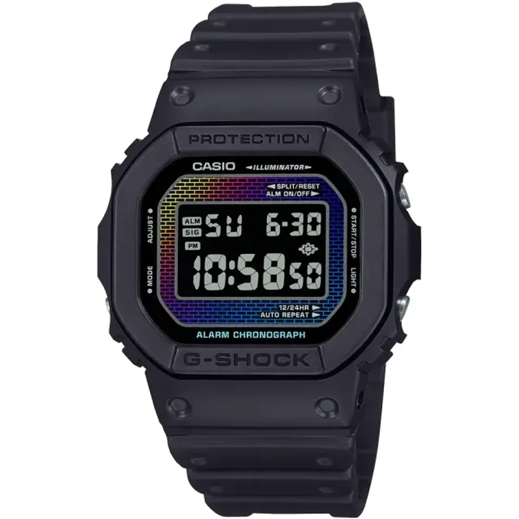 CASIO G-SHOCK | DW-5600RW-1 | 彩虹漸層磚牆 方形電子錶 正面