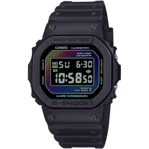 CASIO G-SHOCK | DW-5600RW-1 | 彩虹漸層磚牆 方形電子錶 正面