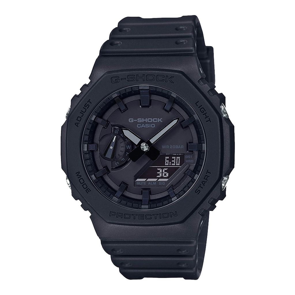 CASIO G-SHOCK | GA-2100-1A1 | 黑色八角雙顯手錶 正面