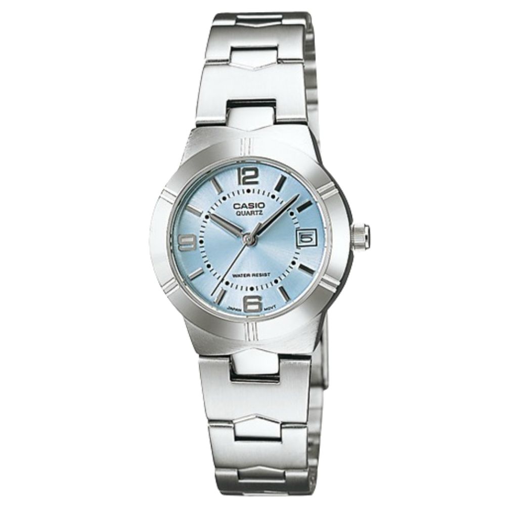 CASIO | LTP-1241D-2A | 淺藍錶面 都會氣質 指針女錶 正面