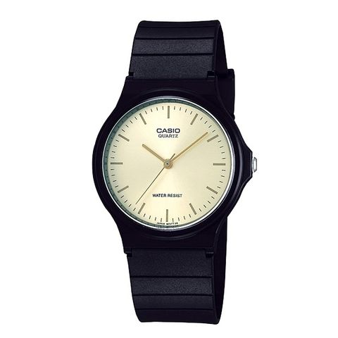 CASIO | MQ-24-9ELDF | 香檳金 黑色錶帶 輕巧指針錶 學生推薦 正面