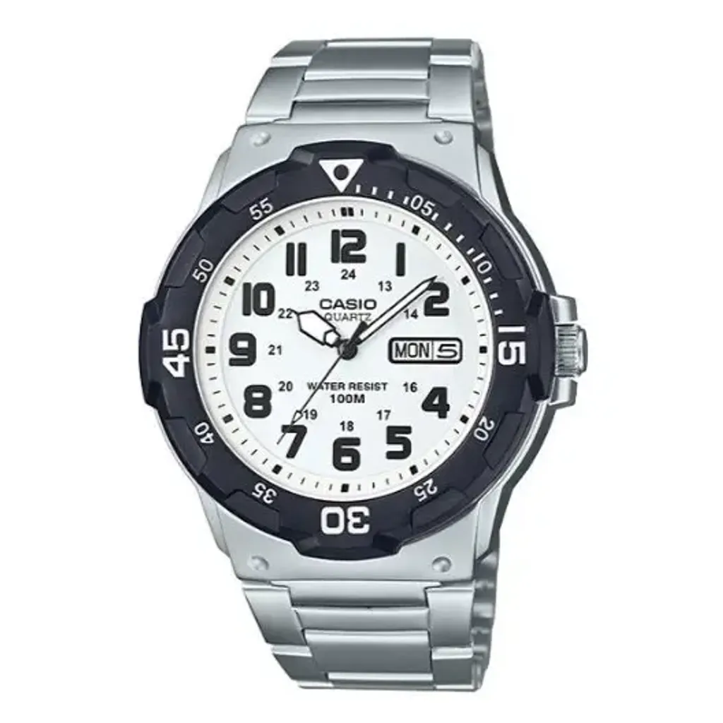 CASIO | MRW-200HD-7BV | 銀色 黑白錶盤 潛水風格 大尺寸手錶 正面