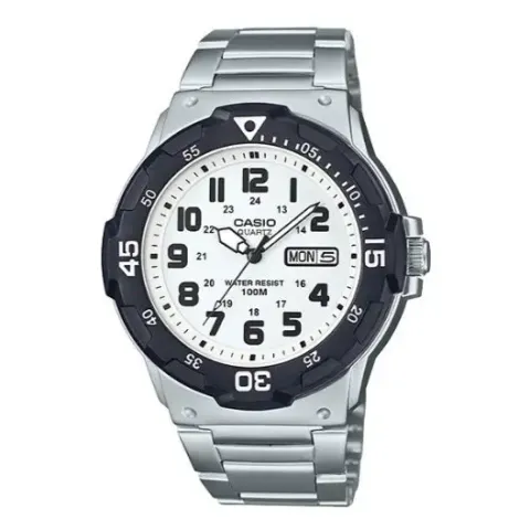 CASIO | MRW-200HD-7BV | 銀色 黑白錶盤 潛水風格 大尺寸手錶 正面
