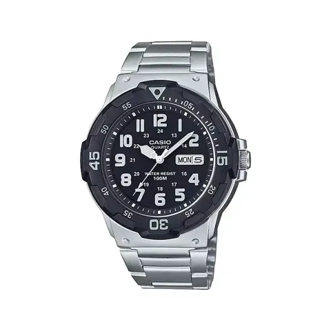 CASIO | MRW-200HD-1BV | 銀色 黑錶盤 潛水風格 大尺寸手錶 正面