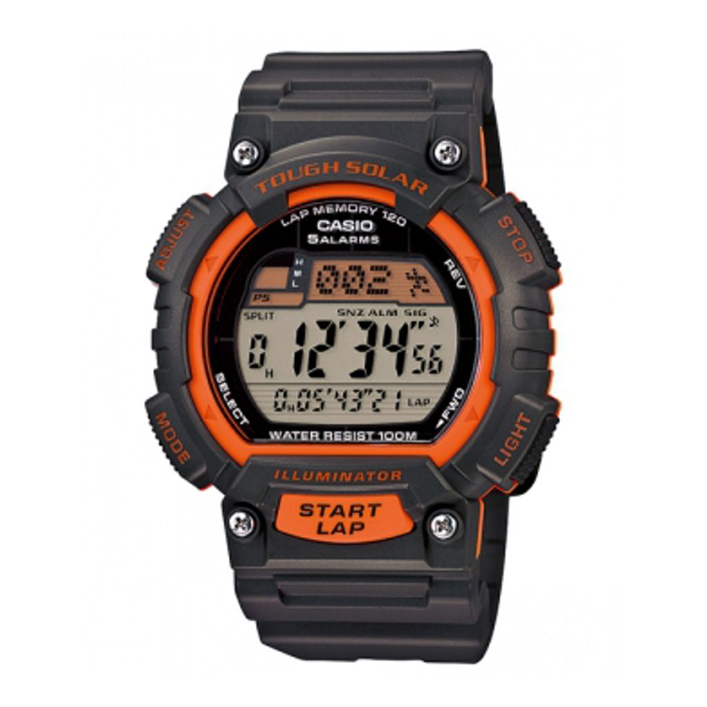 CASIO | STL-S100H-4A | 太陽能 橘色彩圈 多功能運動錶 電子錶 正面