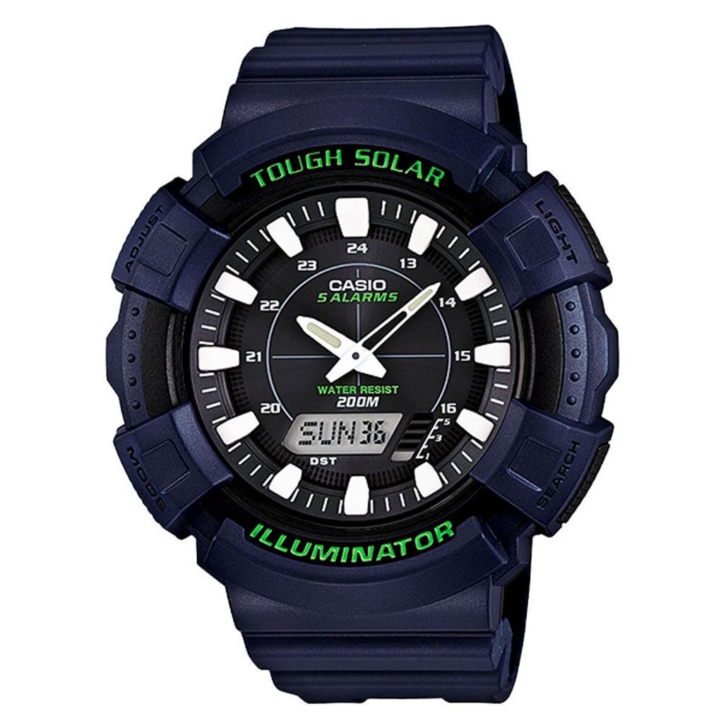 CASIO |  AD-S800WH-2A | 太陽能 藍黑色 雙顯運動腕錶 正面