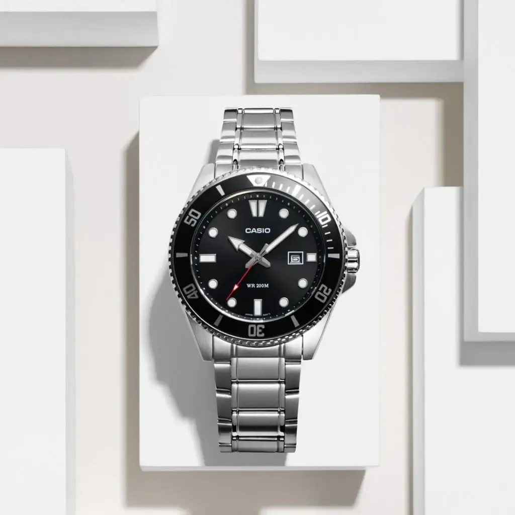 CASIO | MDV-107D-1A1V | 黑水鬼 槍魚 運動手錶 正面展示