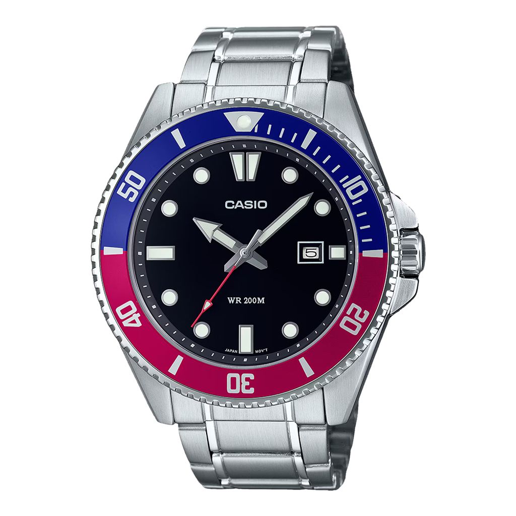 CASIO | MDV-107D-1A3V | 藍紫色旋轉錶圈 黑水鬼 槍魚 運動手錶 正面