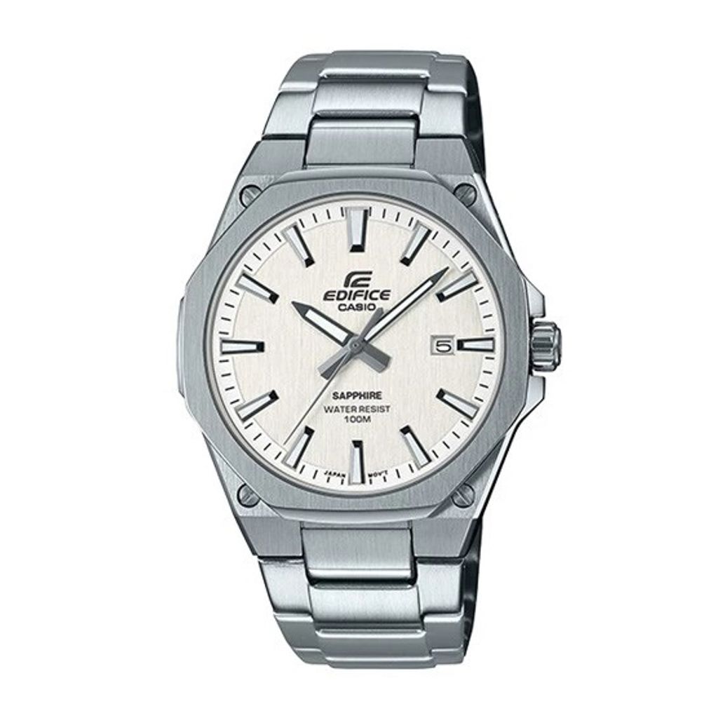 CASIO | EDIFICE系列 EFR-S108D-7A | 紳士時尚 八角白面 不鏽鋼錶帶 正面