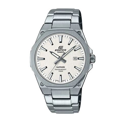 CASIO | EDIFICE系列 EFR-S108D-7A | 紳士時尚 八角白面 不鏽鋼錶帶 正面