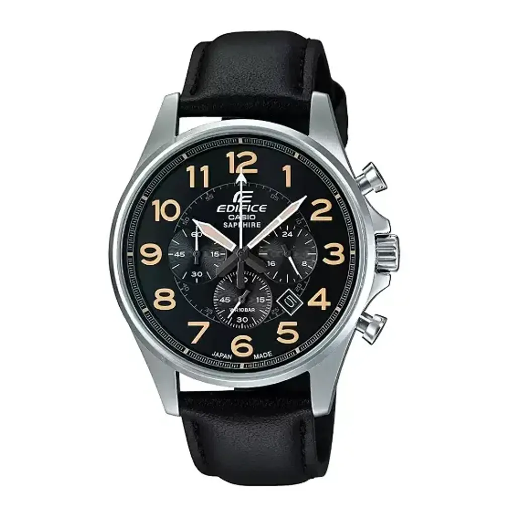 CASIO | EDIFICE系列 EFB-508JL-1ADR | 日製三眼計時 皮革錶 正面