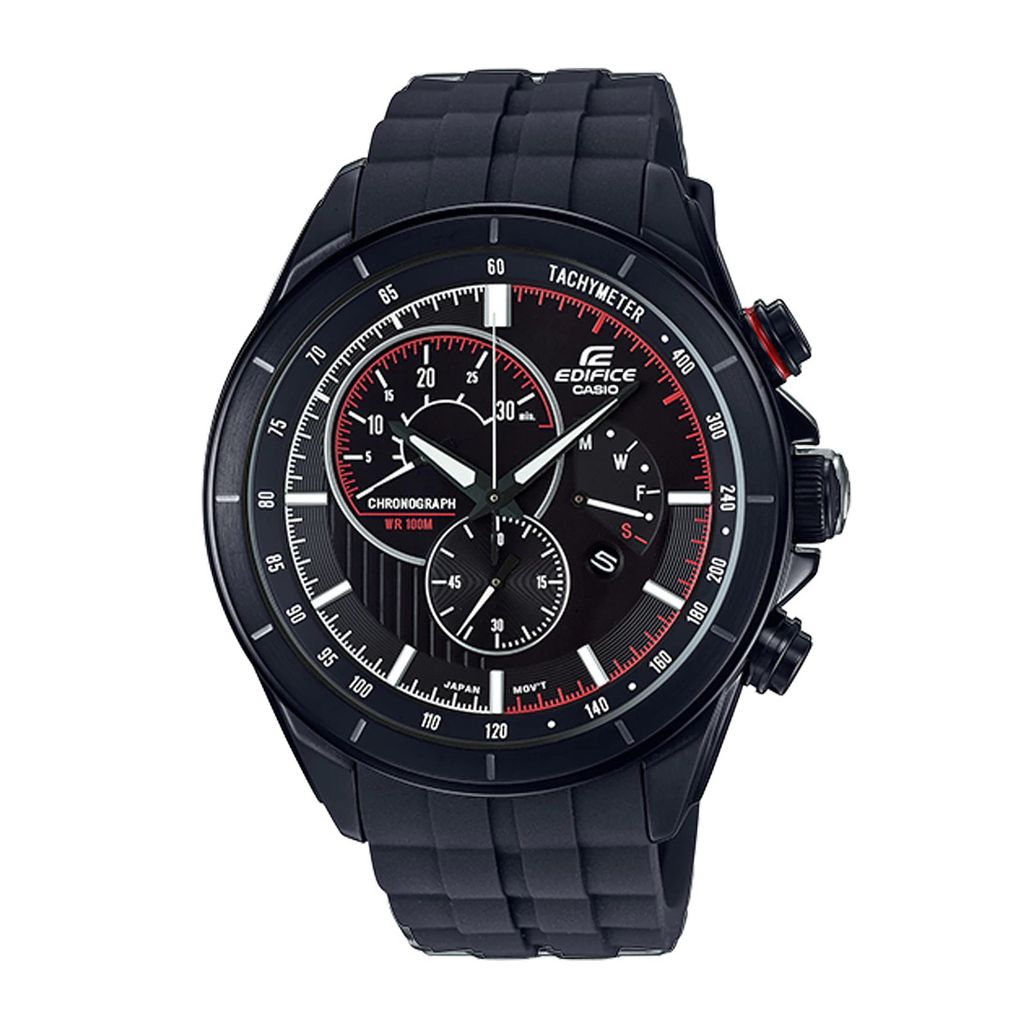 CASIO | EDIFICE系列 EFR-561PB-1AVUDF | 帥氣登場 黑鋼極速賽車計時運動手錶 正面