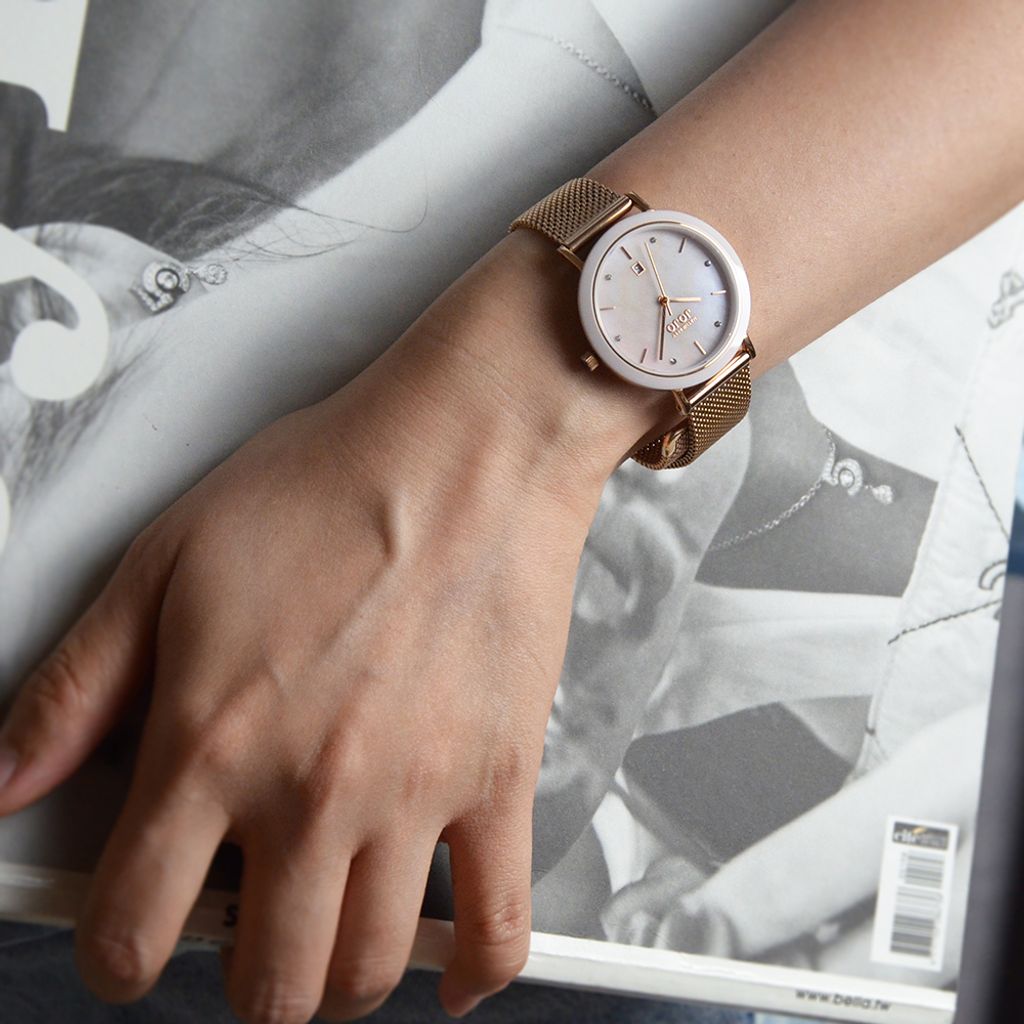 NATURALLY JOJO | JO96979-10R | 玫瑰金米蘭帶 簡約貝殼面盤 都會女性 輕奢華 時尚腕錶 34mm 實戴展示