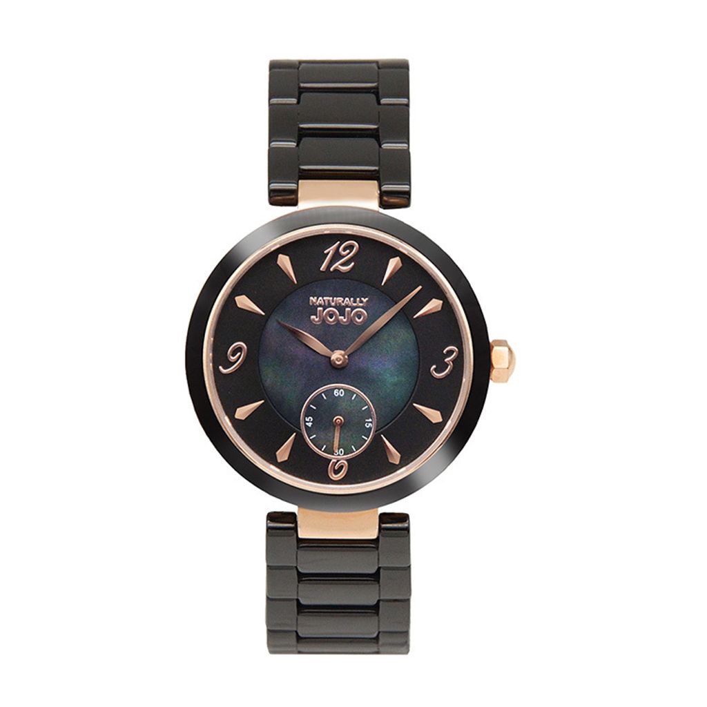 NATURALLY JOJO | JO96986-88R | 黑色系 簡約小秒針 陶瓷腕錶 37mm 正面
