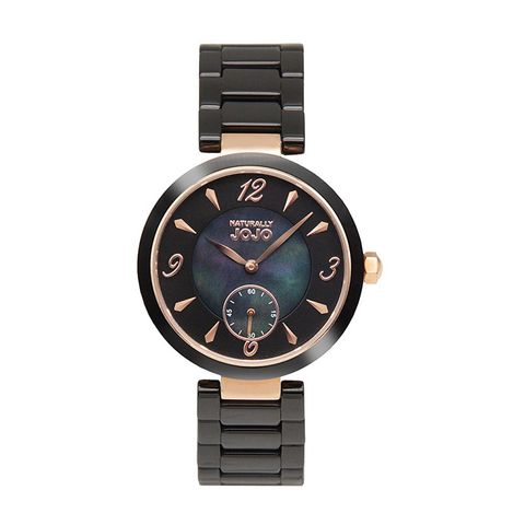 NATURALLY JOJO | JO96986-88R | 黑色系 簡約小秒針 陶瓷腕錶 37mm 正面